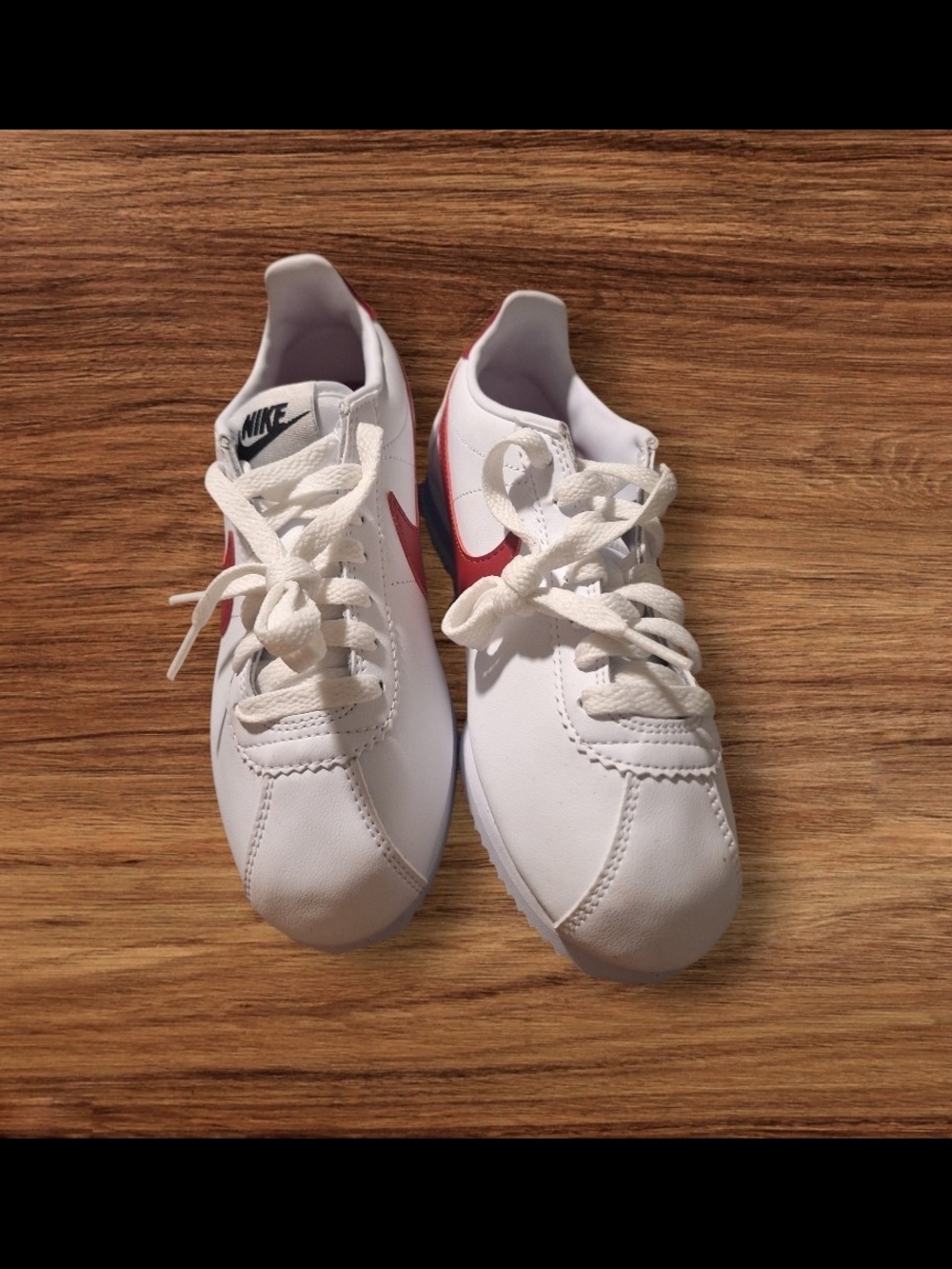 Nike  White Sneakers with Red Swoosh